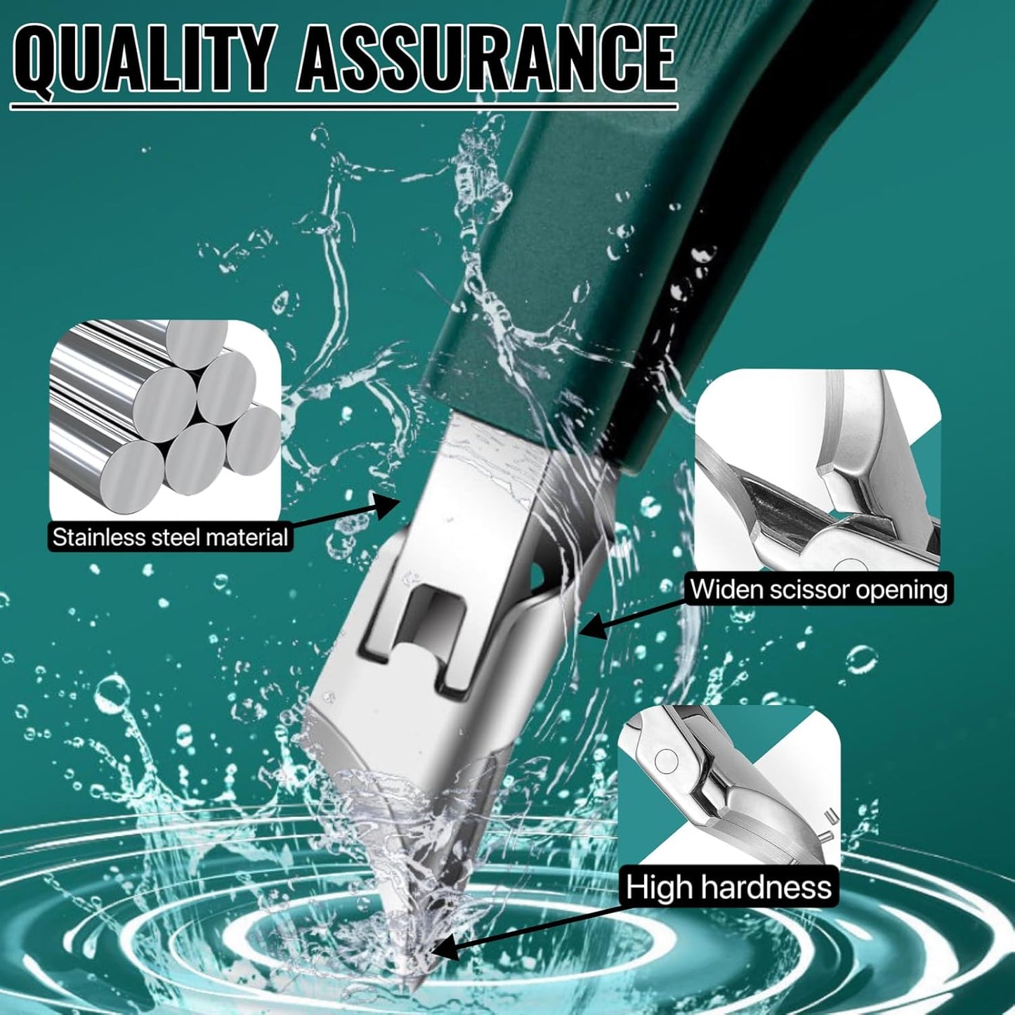 3Pc/Set Eagle Beak Beveled Nail Clippers, Eagle Beak Nail Clippers for Thick Nails, Long Handle Wide Jaw Opening Anti-Splash Slanted Nail Clipper for Men&Women