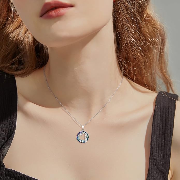 Dreamboat Sterling Silver Cat Necklace for Women Crystal Necklace Cute Animal Necklace Kitten Necklace Cat Pendant Friendship Cat Jewelry Gifts