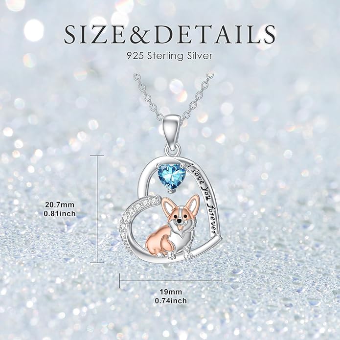 Dachshund Necklace 925 Sterling Silver Dachshund Birthstone Pendant Cute Animal Puppy Dog Dachshund Jewelry Gifts for Women Dachshund Lover