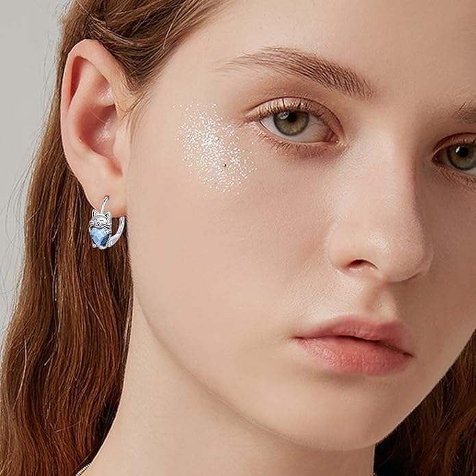 925 Sterling Silver Cat Earrings Cute Animal Kitten Stud Earrings cat Jewelry Gifts for Women Girls Hypoallergenic Earrings for Sensitive Ears