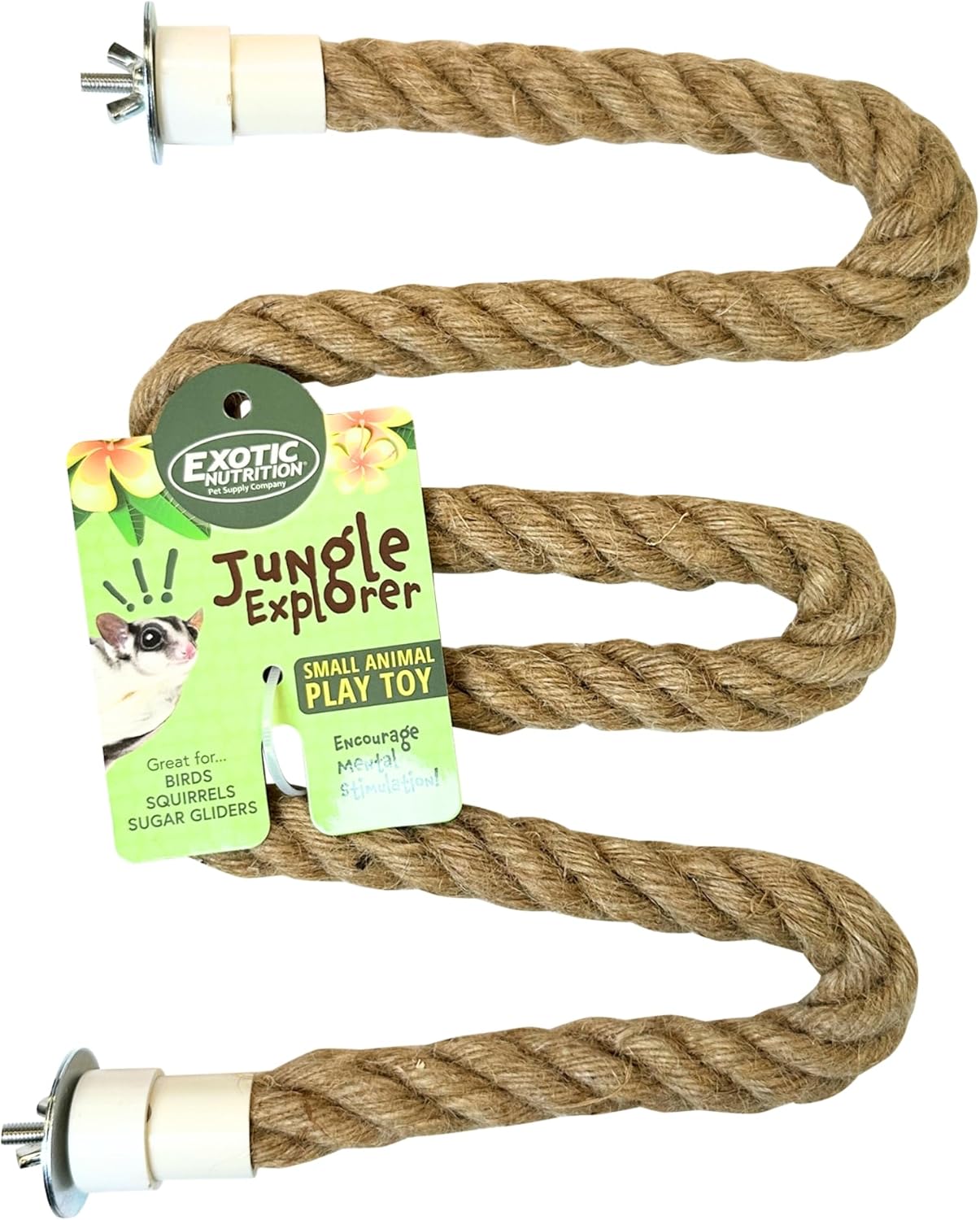 42 Inch Natural Rope (Regular) - Flexible Bendable Climbing Rope Perch Cage Accessory Toy - Sugar Gliders, Squirrels, Degus, Marmosets, Monkeys, Parrots, Birds, Rats & Other Small Pets