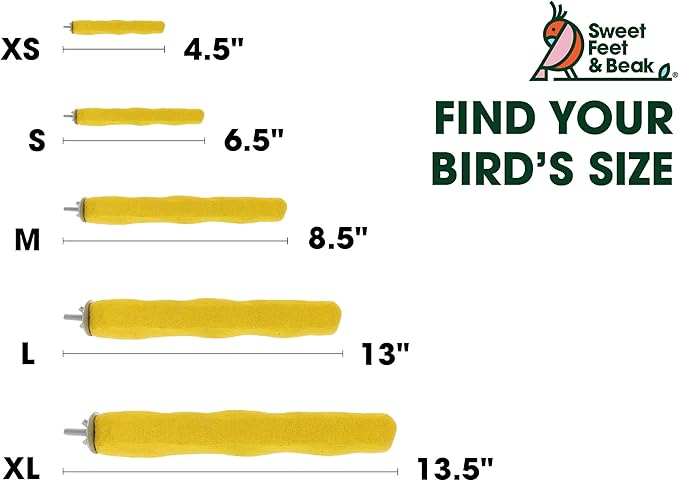 Comfort Grip Safety Perch for Bird Cages - Pedicure Perch for Birds to Keep Nails and Beaks in Top Condition - Safe Easy to Install Bird Cage Accessories - L 13"