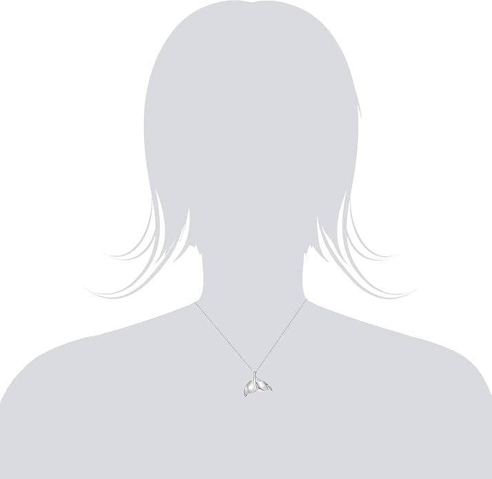 Honolulu Jewelry Company Sterling Silver High Polished Whale Tail Necklace Pendant with 18" Box Chain