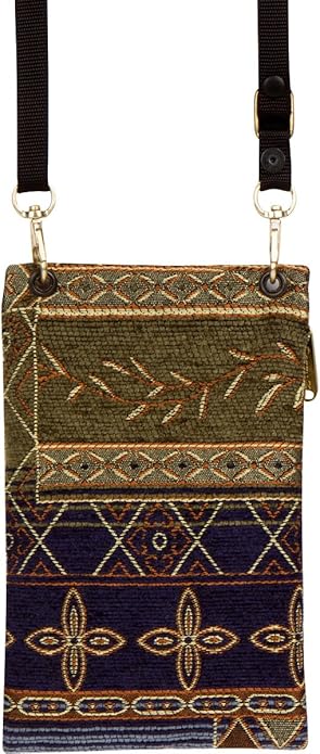 Danny K. Women's Tapestry Crossbody Cell Phone or Passport Purse, Handmade in USA