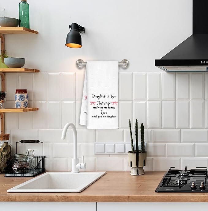 Daughter-in-Law Gifts from Mother-in- Law Kitchen Towels Decorative, Mother's Day Birthday fts for Daughter in Law Dish Towels Hand Towels Drying Cloth for Kitchen Bathroom Decor, 16x24 Inch