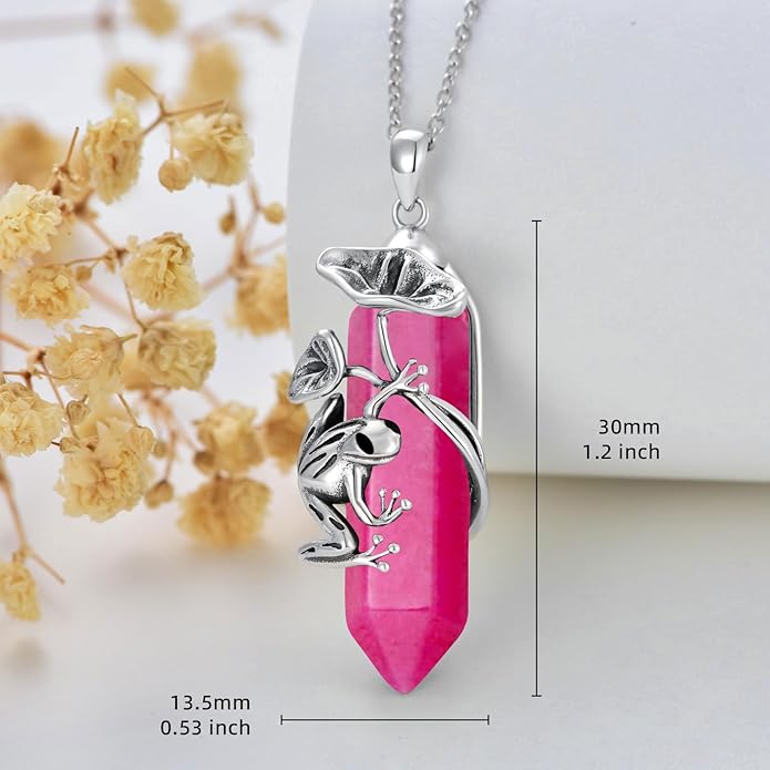 Frog Necklace 925 Sterling Silver Frog Pendant Birthstone Quartz Jewelry Gift for Women s Mom