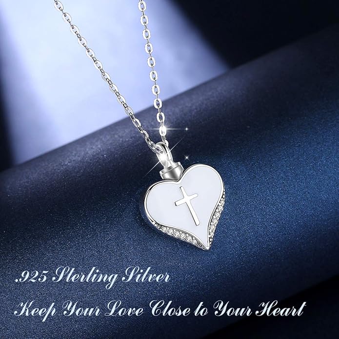 EUDORA Sterling Silver Urn Necklace for Ashes for Women Men, Ash Pendant for Human Cat Dog Ashes, Necklace for Ashes of Loved One Dad Mom Papa Pet Cremation Souvenir Jewelry for Funeral, 20inch