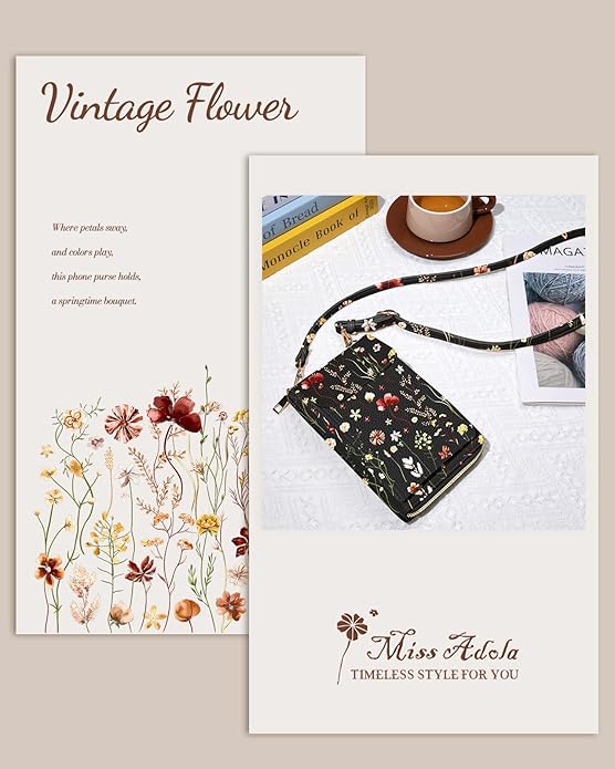 Cute Crossbody Purse Cell Phone Bags for Women - Leather Cellphone Wallet Purse with Handle Rope and Adjustable Shoulder Rope