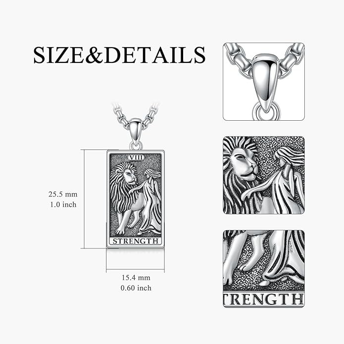 PELOVNY Tarot Card Necklace 925 Sterling Silver Skeleton Necklace The Sun Moon Star Strength Lovers Death Devil Fool Tarot Jewelry Christmas Birthday Gifts for Men Women Unisex