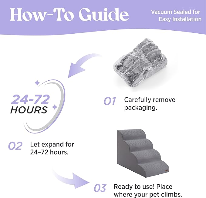 Lesure Dog Stairs for Large Dogs Pet Steps Ramp for High Bed with CertiPUR-US Certified Foam with Non-Slip Bottom, Grey, 5 Steps