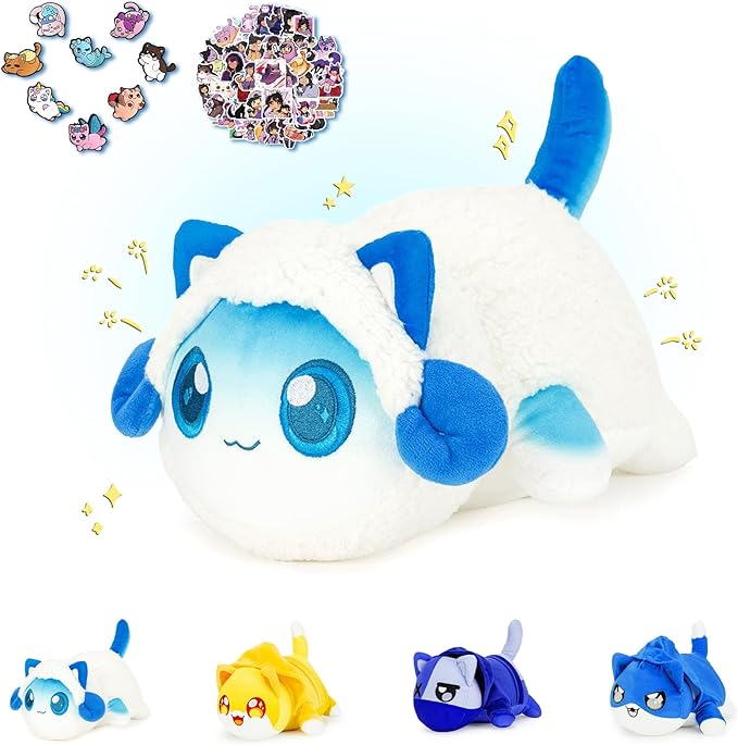 KOWSI Sheep Pierce Cat Plush Toys Blind Box Cat Plush Series-100% Polyester Embroidery Plush Pillow-Cute Popular Cat Plush Collectibles (Sheep Pierce Cat Plush)