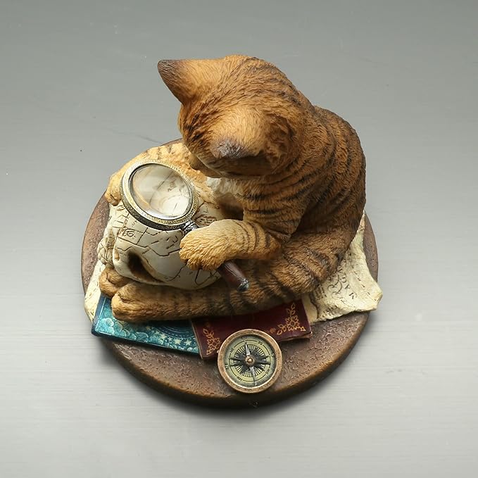 Veronese Design 4 1/2 Inch A Real Head Scratcher Cat Private Investigator Resin Hand Painted Statue