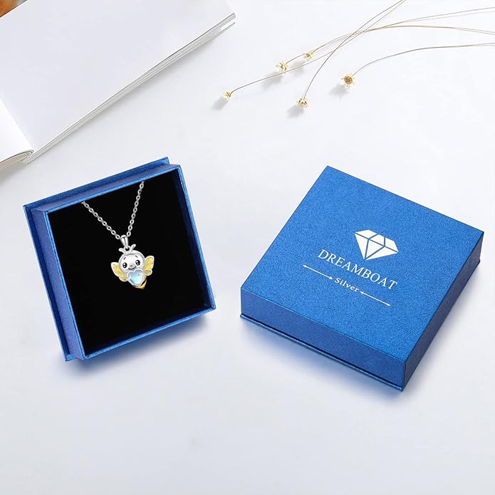 Dreamboat Moonstone Animal Pendant Necklace for Women 925 Sterling Silver Cute Animals Jewelry Gifts