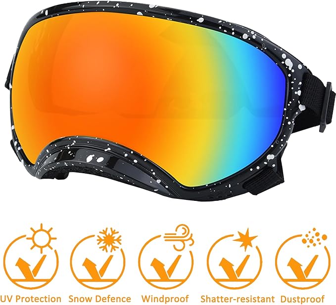 Large Dog Sunglasses with Adjustable Strap UV Protection, Winproof Dog Puppy Sunglasses, Suitable for Medium-Large Dog Pet Glasses, Dogs Eyes Protection，Soft Dog Goggles