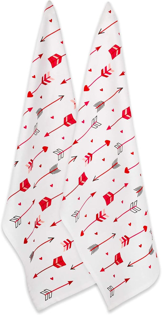 DII Valentine's Day Collection Kitchen, Dishtowel Set, 18X28, Arrow Collage, 2 Piece