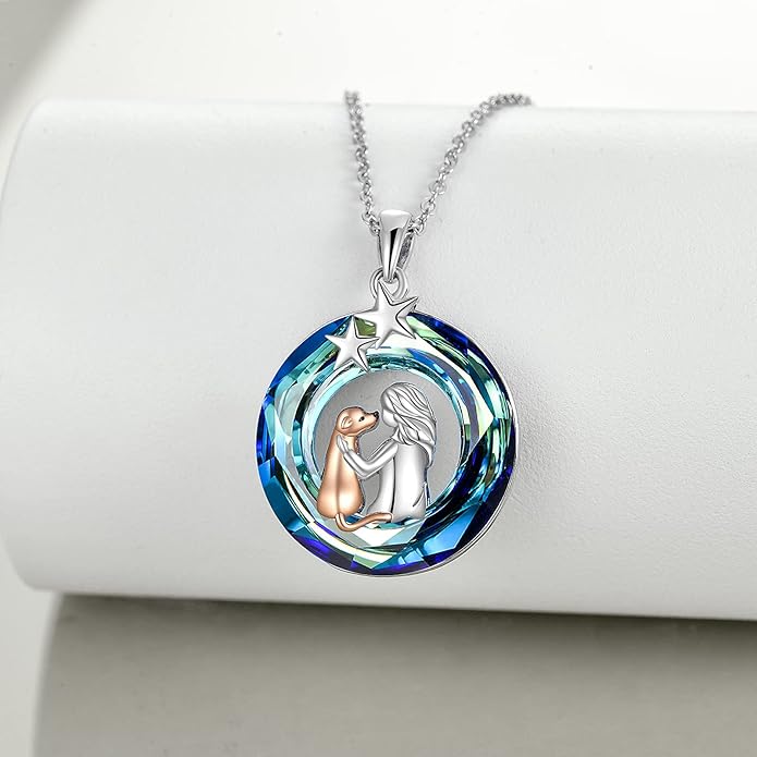 TIGER RIDER Sterling Silver Dog & Cat Pendant Necklace for Girls & Women - Pet Memorial Jewelry