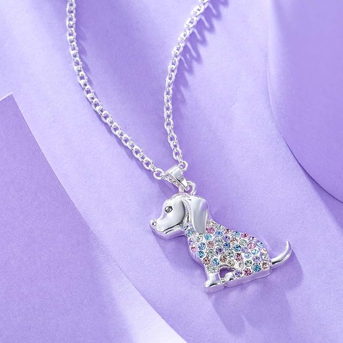 luomart Girls Cat Birthstone Necklace Gifts for Women,Kitty Cats Dog Pendant Necklaces Jewelry for Cat Lovers