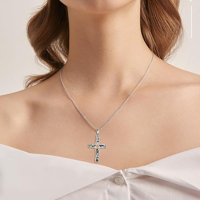 YFN Cross Necklace Sterling Silver Religious Cross Pendant Jewelry Christian Gifts for Women Men