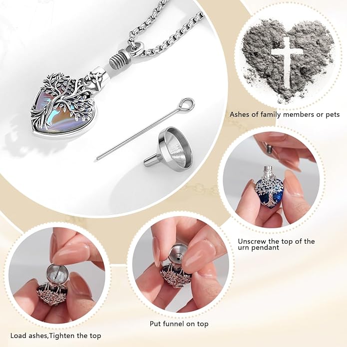 EUDORA Sterling Silver Urn Necklace for Ashes for Women Men, Ash Pendant for Human Cat Dog Ashes, Necklace for Ashes of Loved One Dad Mom Papa Pet Cremation Souvenir Jewelry for Funeral, 20inch