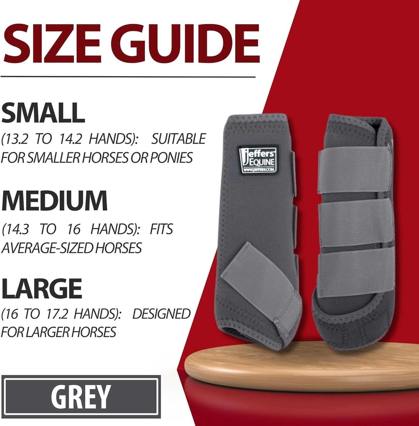 Jeffers Equine Protective Horse Boots 1 Pair Grey - Safe Neoprene Leg Guards & Comfortable Fit, Durable Strap Closures, Front & Hind Support, Equestrian Accessories for Travel & Riding - Small