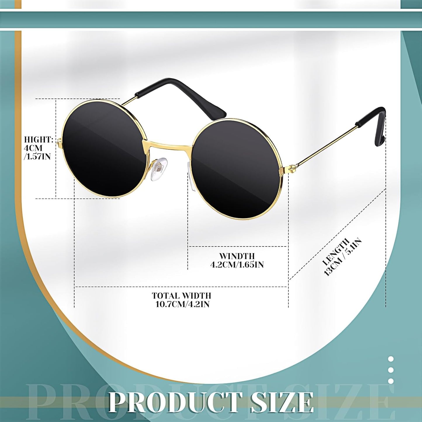 Dog Sunglasses Retro Pet Glasses Doll Glasses Classic Round Dog Glasses Metal Cat Puppy Eye Wear Hippie Costumes for Cats and Dogs, Photos Props Cosplay Party Costume (Gold, Black,Modern Style)