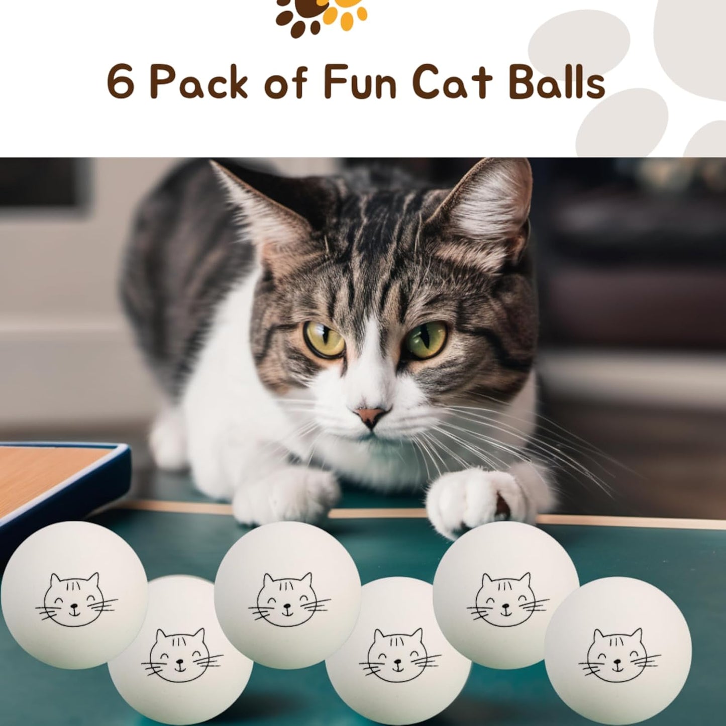 Ping Pong Balls for Cats, 6 Pack, Enrichment Toys, Cat Lovers Gift Ideas, Ball Pits, Bouncy