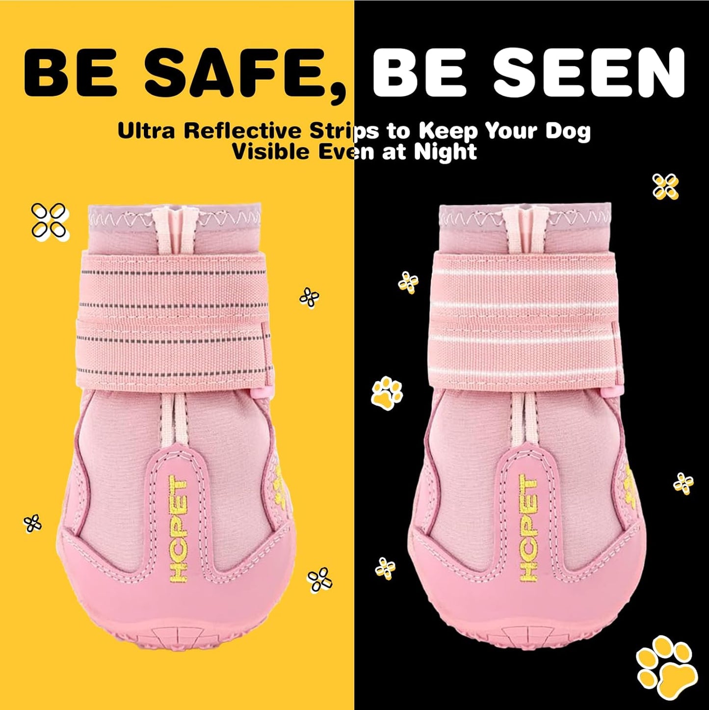 Hcpet Dog Shoes, Dog Boots for Small Dogs, Breathable Medium Dog Booties Paw Protector for Summer Hot Pavement, Winter Snowy Day, Outdoor Walking, Indoor Hardfloors Anti Slip Sole Pink Size 4