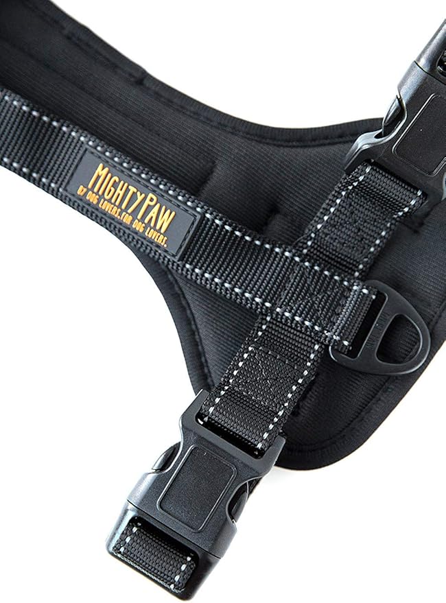 Mighty Paw Dog Car Harness - Vehicle Safety Gear - 2 Leash Attachment - Adjustable Straps - Reflective Stitching - Soft Padding - Standard Harness Functionality - No Pull Front Leash Attachment - L