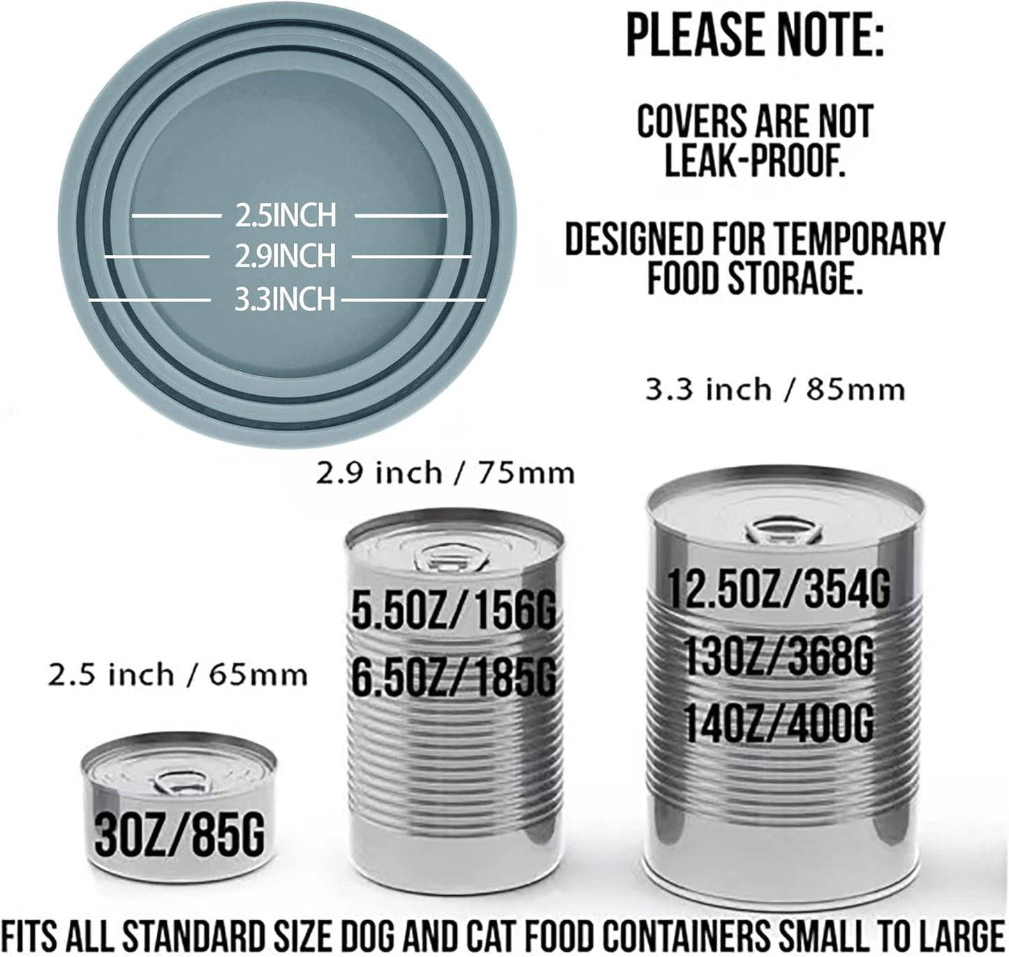 OHMO 2 Pack Dog Food Can Lids, (3,12, 14oz etc.) Universal Size BPA Free Silicone Covers for Cat and Pet Food, Light Blue