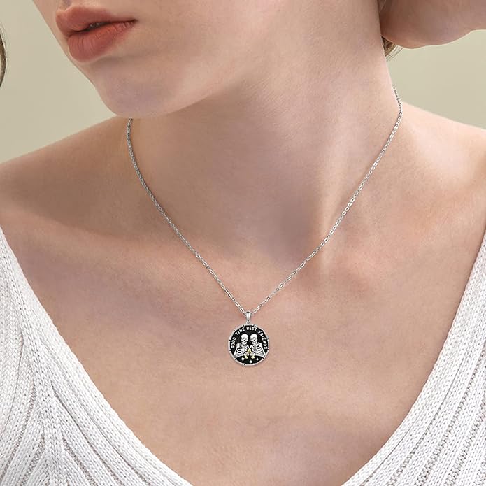 YFN Gothic Necklace Sterling Silver Wiccan Witch Pendant Goth Jewelry Witchy Gifts for Women Men