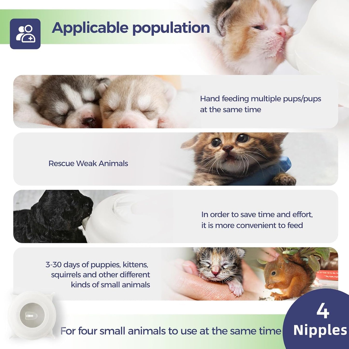 Puppy Feeders for Multiple Puppies, Nursing Nipple with 4 Nipples & Support Base – Perfect Replacement for Nursing Bottles, Puppy Feeder for Newborn Kittens & Puppies, 200ml Capacity(White)