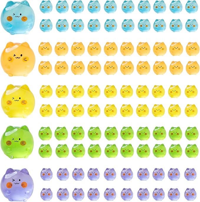 Mini Cat Figurines 100 Pack Resin Cats Animals Figures Bulk Animals Tiny Cats DIY Accessories for Garden