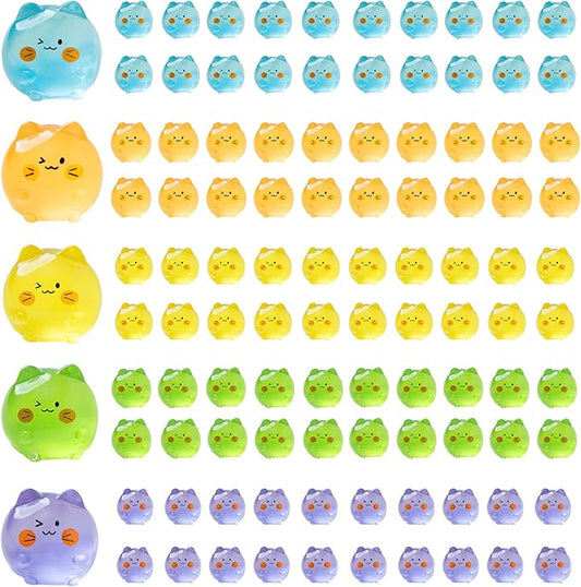 Mini Cat Figurines 100 Pack Resin Cats Animals Figures Bulk Animals Tiny Cats DIY Accessories for Garden