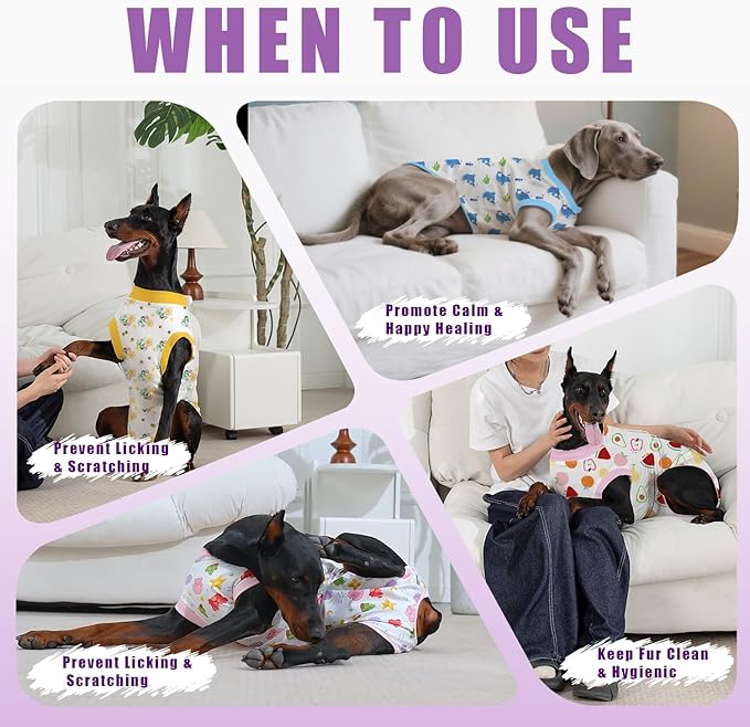 Recovery Suit for Dogs After Surgery, Professional Dog Surgical Suit for Female Spay, Male Neuter, E-Collar & Cone Alternative Dog Onesie for Abdominal Wounds Skin Disease, Purple, XS