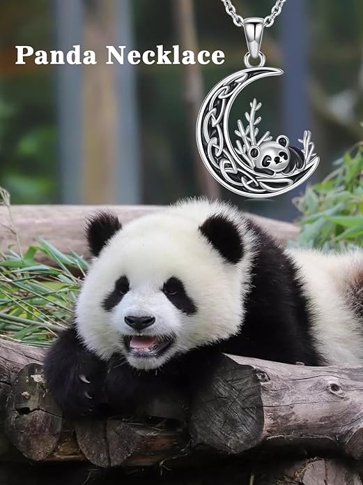 Fox/Cat/Axolotl/Sloth/Panda Necklace Crescent Moon Necklace 925 Sterling Silver Cute Animal Jewelry as Birthday Mothers Day Gifts for Women