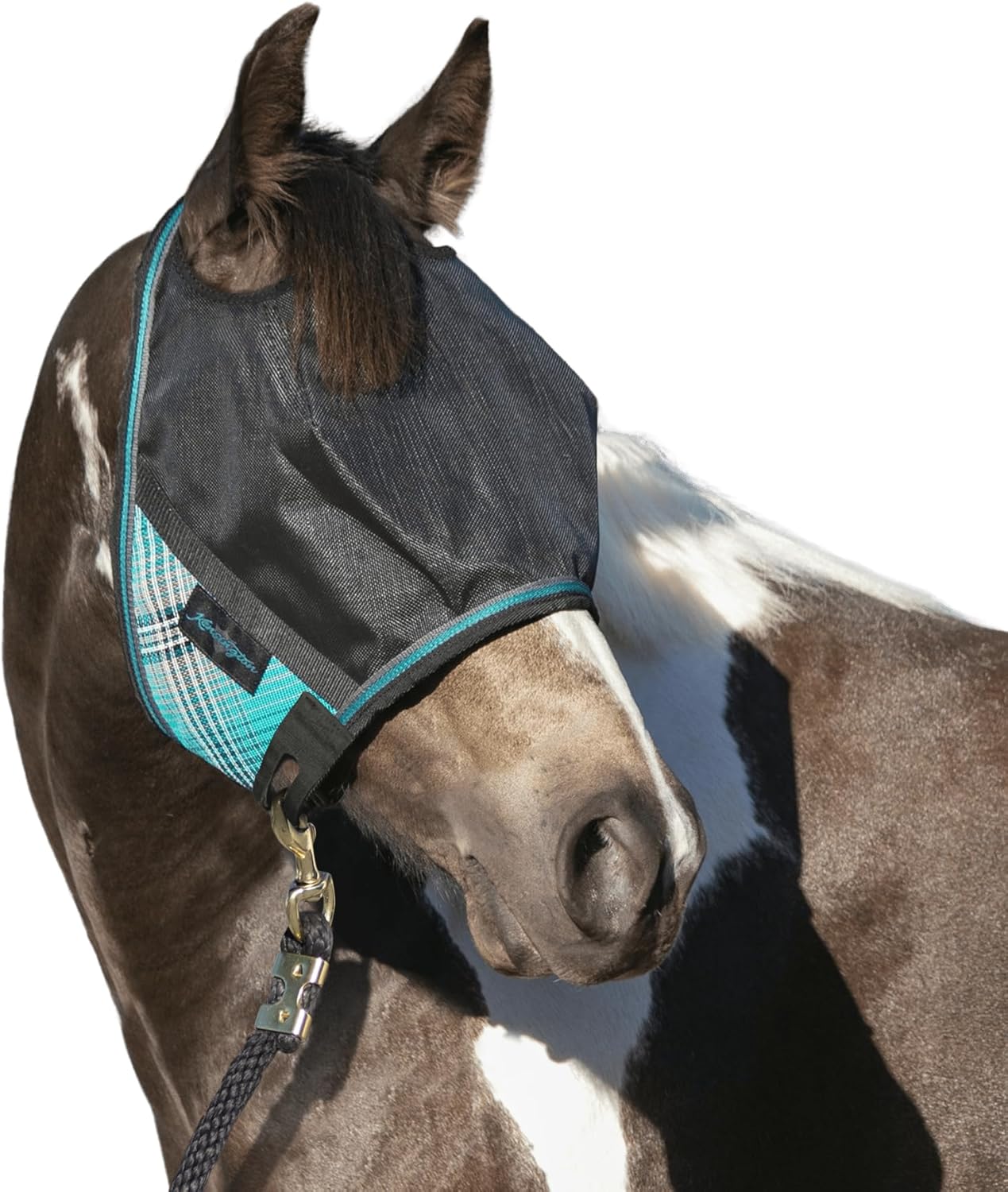 Kensington 90% UV Fly Mask Halter CatchMask UViator - Without Ears & Forelock Freedom Web Trim *Roomy Fit*- Large, Atlantis