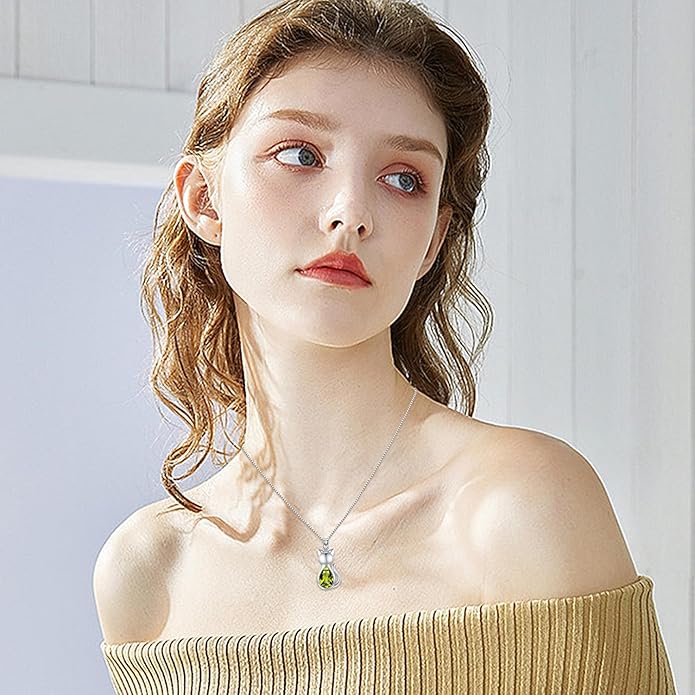 Odinstone Cat Birthstone Necklaces Jewelry Sterling Silver Cat Pendant Necklace Gift for Women Gifts, 18'' Silver Box Chain Women's Birthstone Crystal Cat Jewelry Gifts