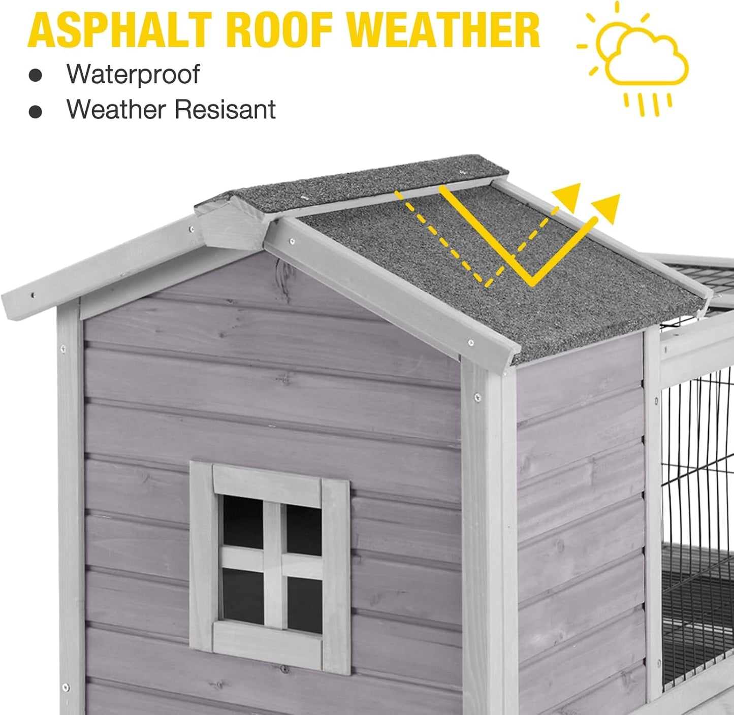 AIVITUVIN Rabbit Hutch Indoor with Wire Rabbit Cage Outdoor Bunny Cage with Run Guinea Pig Cage Leakproof Pull Out Tray