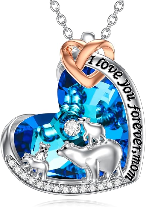 Mothers Day Gift for Mom 925 Sterling Silver Mama Bear/Dinosaur/Cat/Bird/Chicken Necklace with 1 2 3 4 5 Cubs Jewelry for Women Wife Grandma