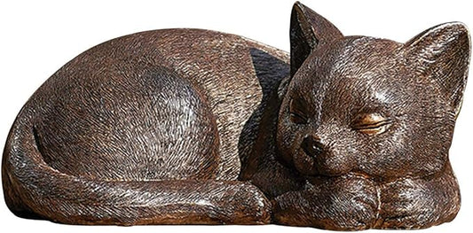 Roman Garden - Bronze Sleeping Cat Statue, 3.5H, Collection, Resin and Stone, Decorative, Gift, Home Outdoor Decor, Durable, Long Lasting