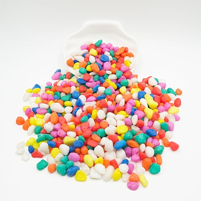 Mixed Color Pebbles for Crafts, 0.9 Pound Natural Polished Aquarium Gravel, Decorative Pebbles for Indoor Plants, Turtle Tank, Vase, Succulents Cactus, Garden Landscaping