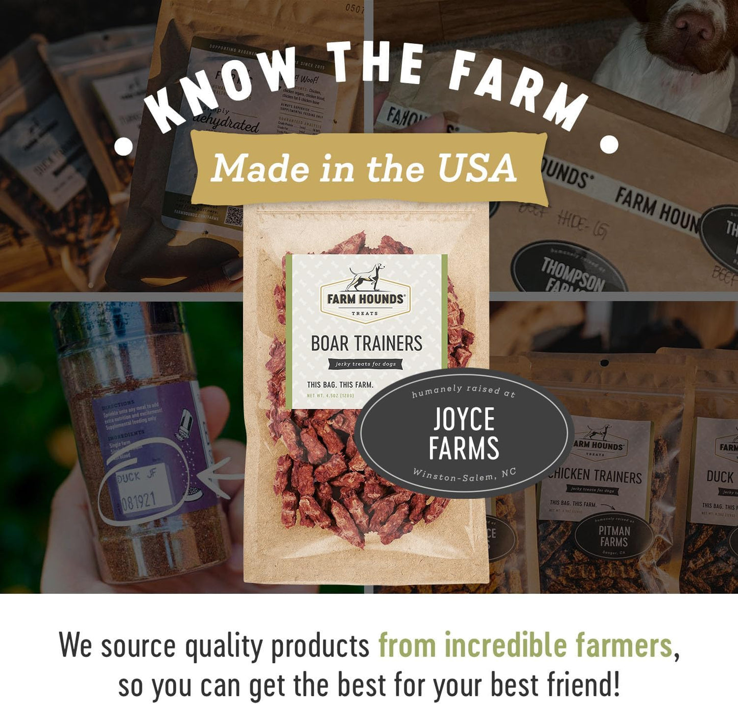 Farm Hounds - Boar Trainers - Premium Natural Jerky for Dogs - from 100% Humanely Raised Boar - Easy-Break - Great for Training & Treats - No Added Fillers - Made in USA - 4.5 oz - 1 Pack