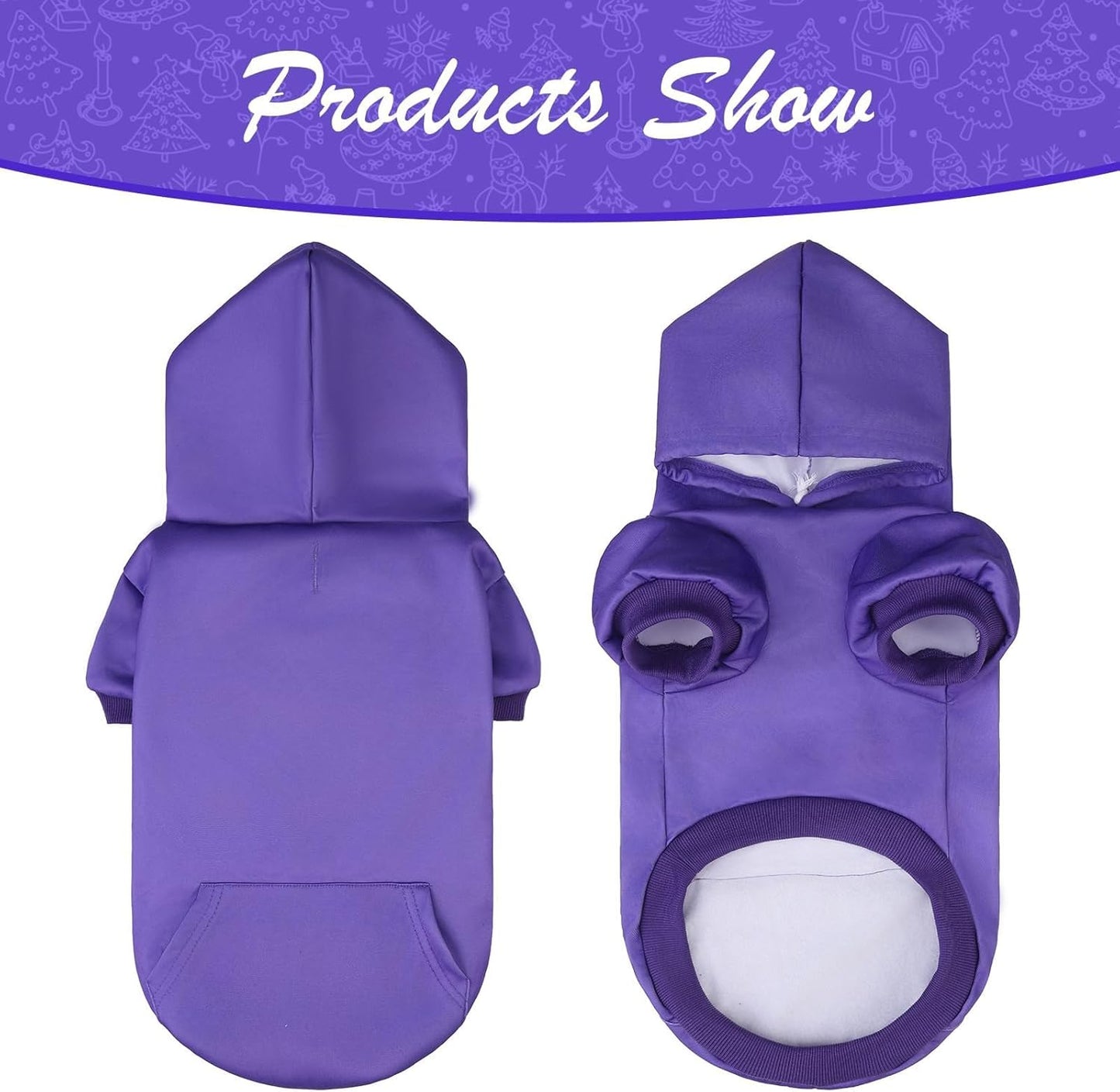 KOOLTAIL Basic Dog Hoodie - Soft & Warm Dog Hoodie Sweater with Leash Hole and Pocket, Dog Winter Coat, Cold Weather Clothes Sweatshirt for Small Medium Large Dogs Puppy Cat Boys Girls Purple SM