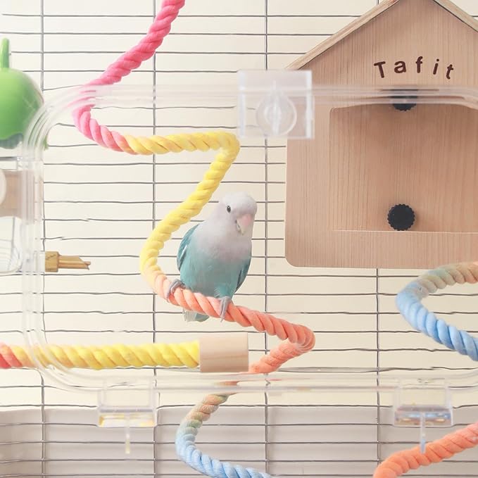 Multi-Color Rope Bird Perch Toys for Parrot Cage Stand, Climbing Swing Accessories for Cockatiel, Parakeets, Budgies, Lovebirds, Conures, Finches - 39.4 inch