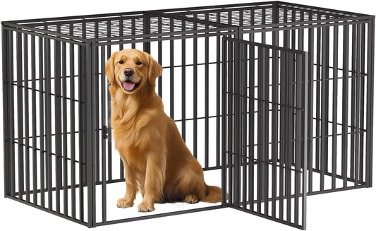 Steel Tube Heavy Large Dog Crate, 48" L x 28" H Dog Crates for Medium Large Dogs, Big Dog Cage, Dog Kennel, Puppy Dog Playpen with Top, Pet Cage, Indoor, New Model
