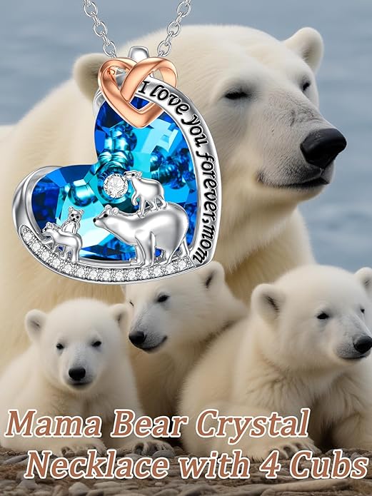 Mothers Day Gift for Mom 925 Sterling Silver Mama Bear/Dinosaur/Cat/Bird/Chicken Necklace with 1 2 3 4 5 Cubs Jewelry for Women Wife Grandma