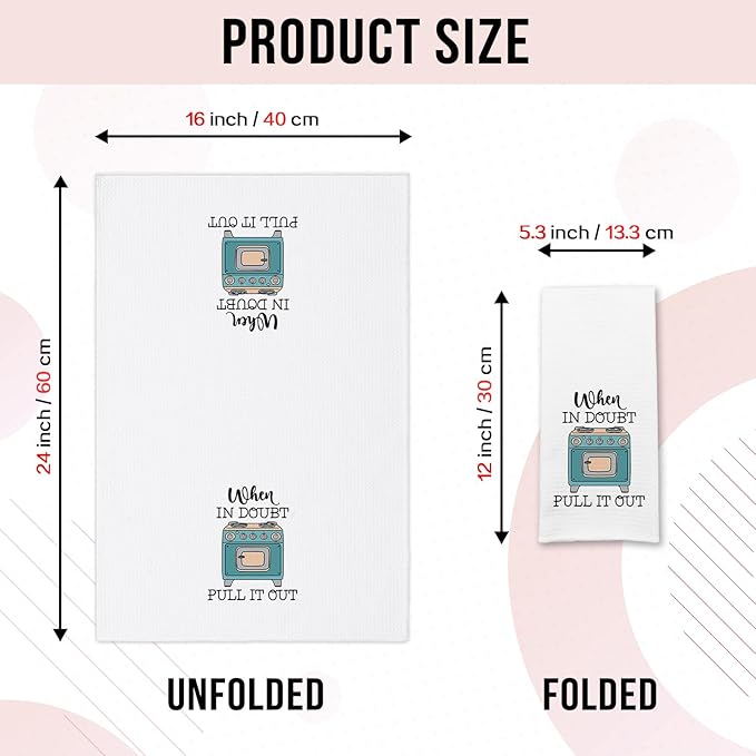 Funny Kitchen Towels When in Doubt Pull It Out Funny Oven Dishcloth Trendy Kitchen Decor Supplies Decorative Soft Dish Towels Novelty Birthday Gifts for Women Men Chef Friend Bake Lover