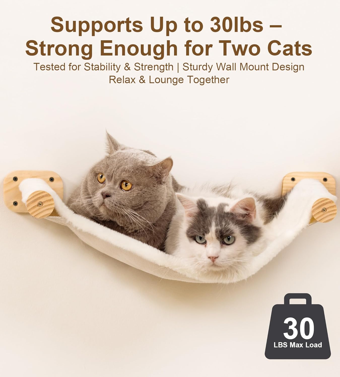 Cat Wall Shelves with 1 Floating Fabric Hammock, 2 Ladders with 4 Steps Each & 1 Flat Cat Shelf, Wall Mounted Bed Furniture & Climber, Indoor Playground