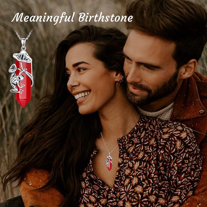 Frog Necklace 925 Sterling Silver Frog Pendant Birthstone Quartz Jewelry Gift for Women s Mom