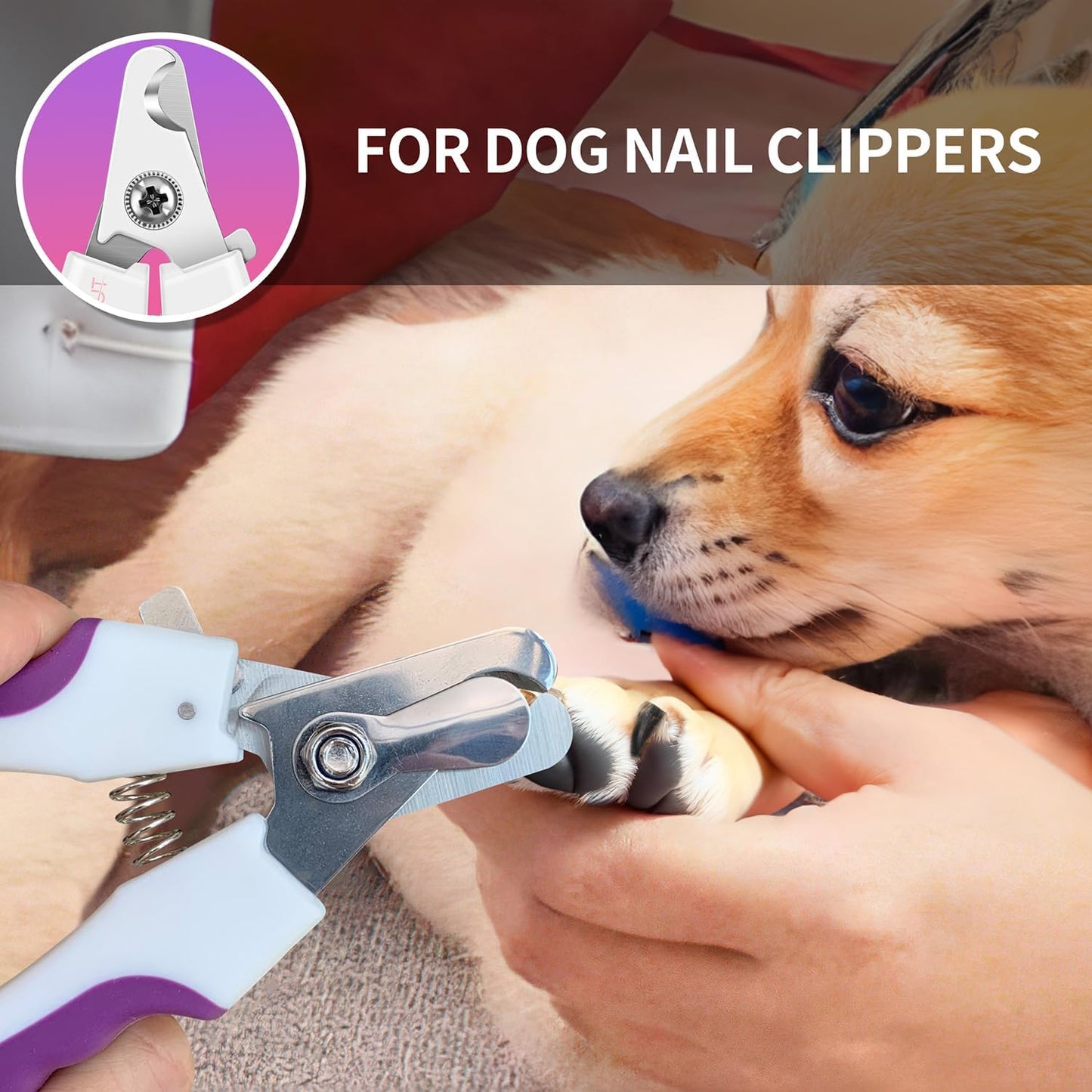 OneCut 4.7" Small Dog & Cat Nail Clipper Stainless Steel Cat Claw Trimmers for Rabbits, Guinea Pigs, Birds, Puppies, Kittens and Small Animals Pet Nail Clipper for Professional and Home Use (Pink)